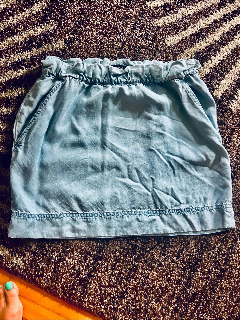 Banana Republic Light Blue Mini Skirt with Elastic Waist